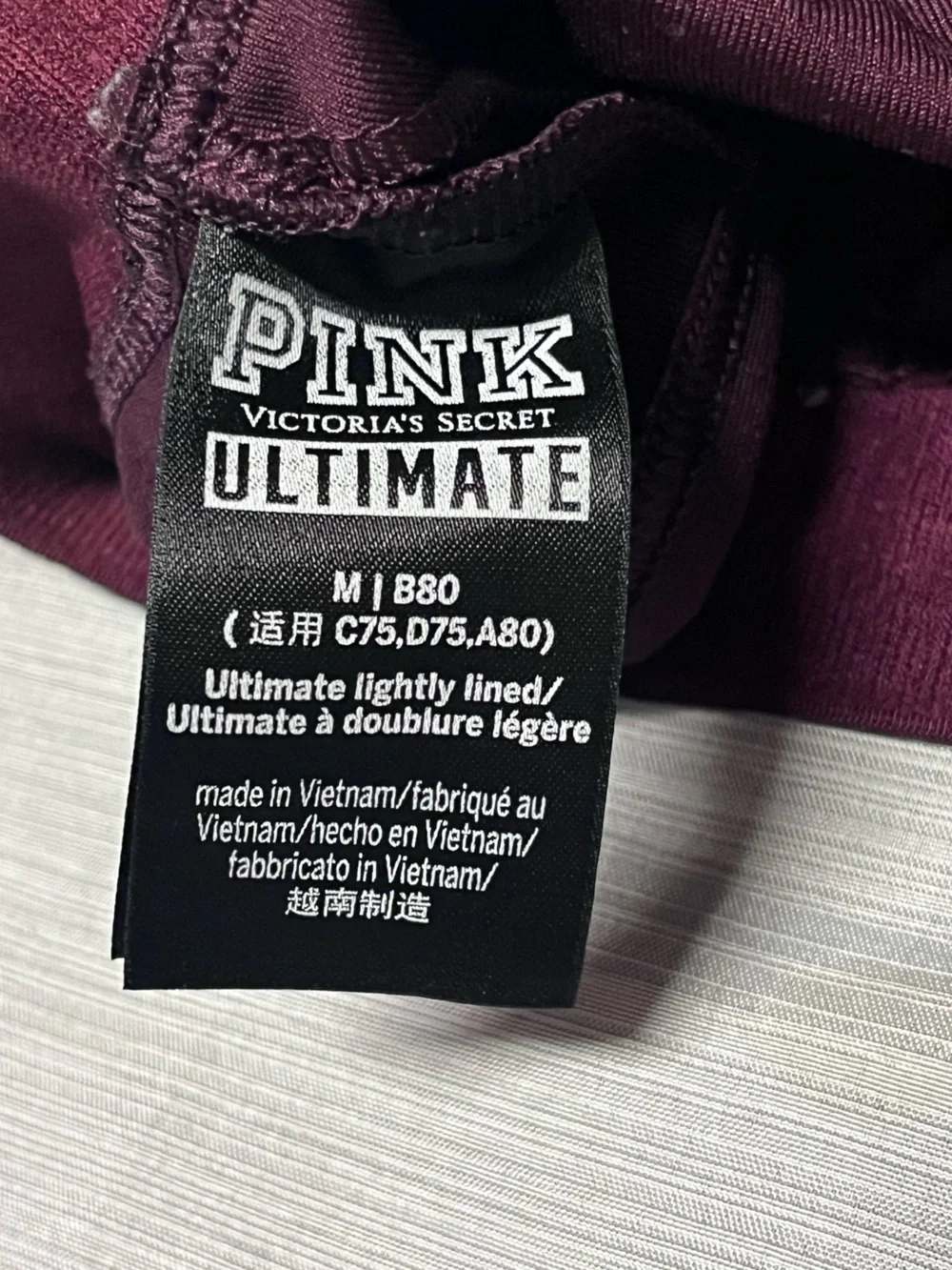 PINK Victoria’s Secret Ultimate Sports Bra Lot 3 Medium M B80 Racerback Sheer